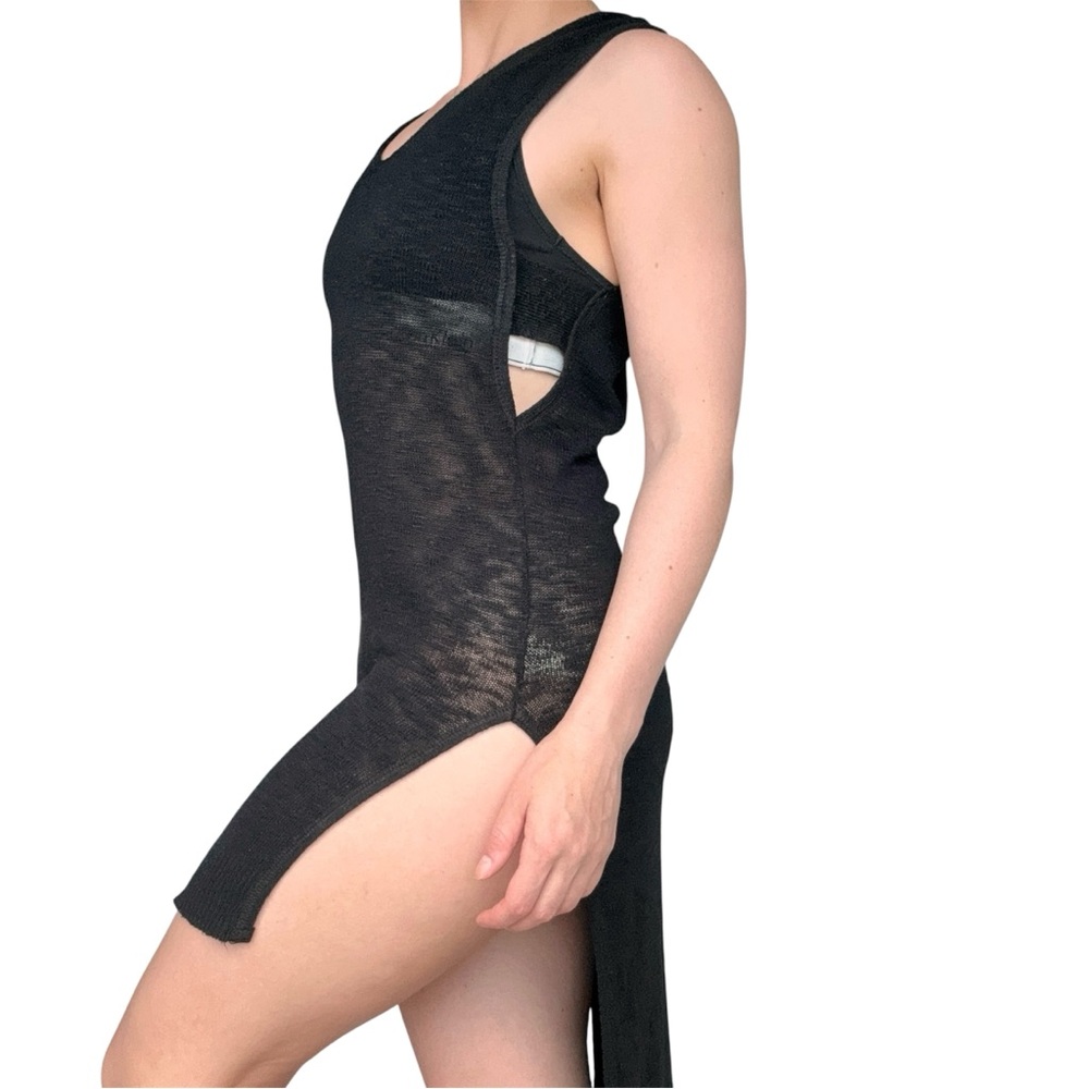 Black Express Sleeveless Beach Coverup High Low Whimsigoth Rave Goth Distressed
